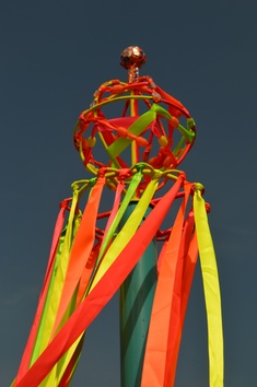 Maypole head designed by Andrew Logan, originally for the Alternative Miss World at the Globe